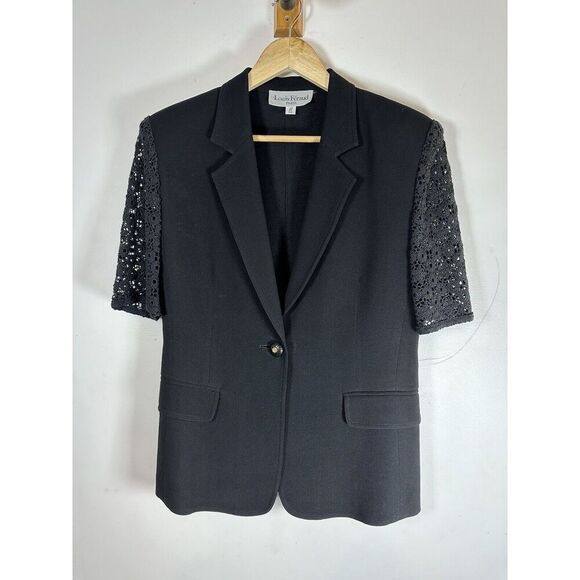 Louis Feraud vintage Crochet Elbow Sleeve Blazer size XS - Picture 1 of 12